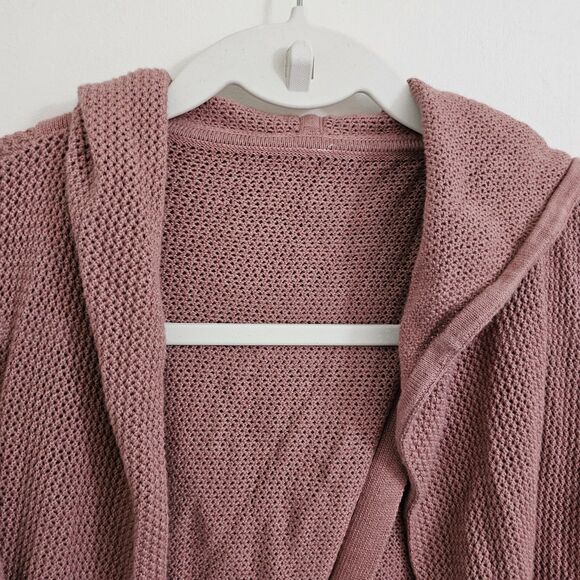 Lululemon Cardigan 8 Still Movement Wrap Heathered Quicksand Pink Sweater Hooded - Picture 4 of 9
